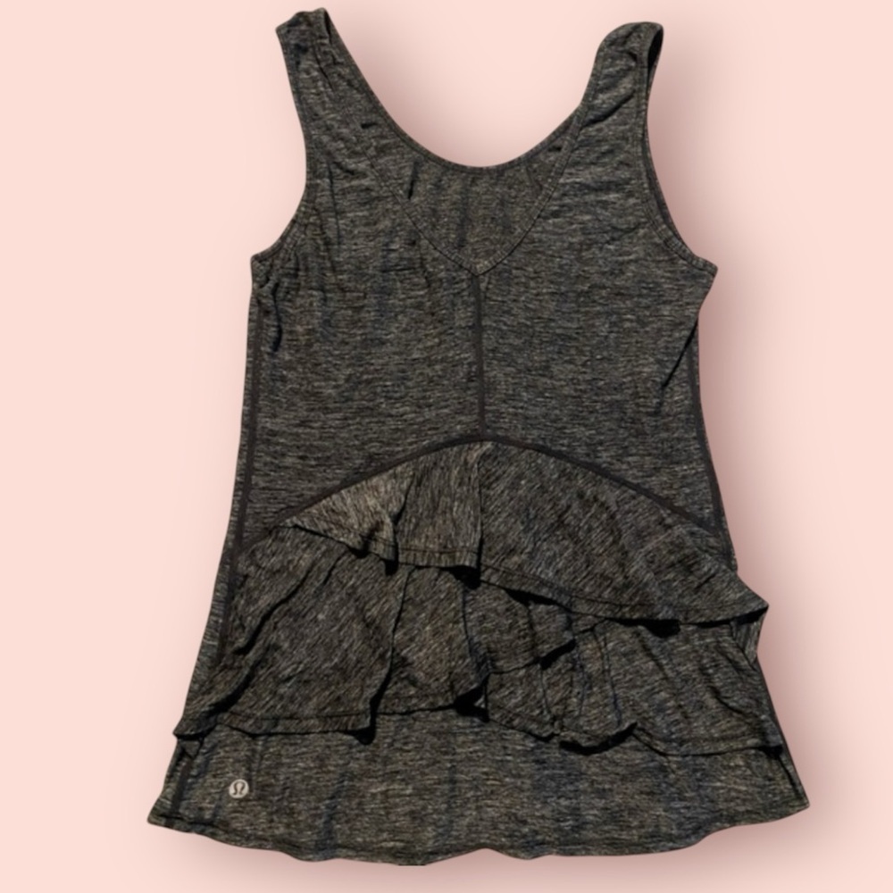 LULULEMON HUSTLE RUFFLE TANK STATIC BLACK XS